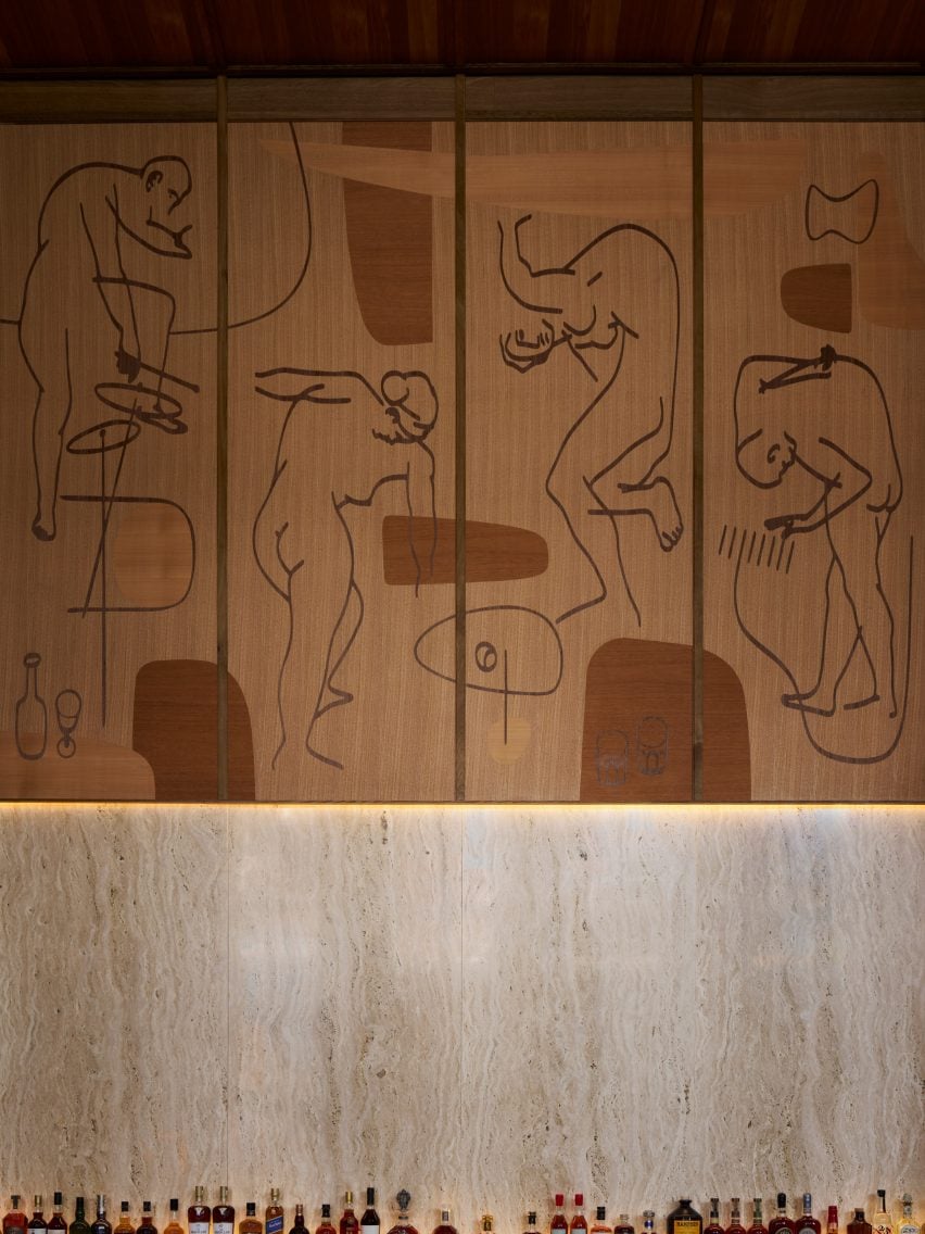 Detail of wall decorated with drawings