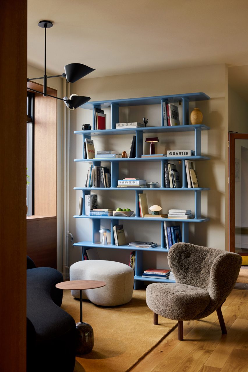 Blue shelf by Jaime Hayon in Copenhagen hotel