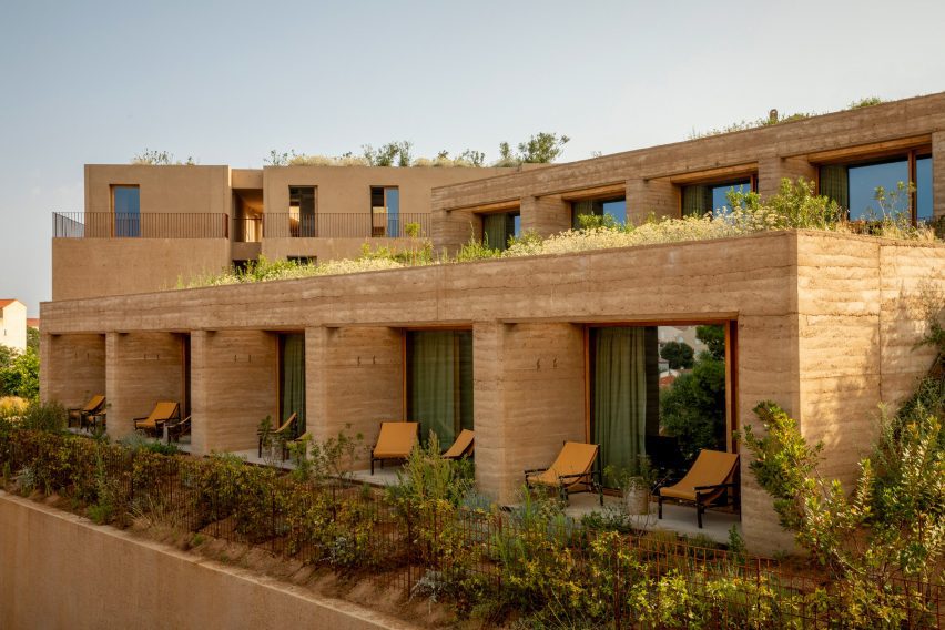 Exterior of Mylos Hotel in Corsica