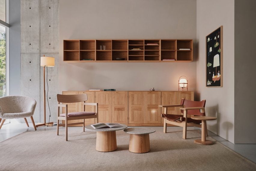 Wooden furniture in Tokyo showroom