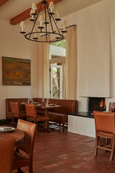 Little Mountain Santa barbara Montecito’s Upper Village restaurant seasonal california central coast fireplace main dining room